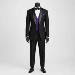 3 Piece Black and Purple Tuxedo