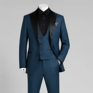 Men Three Piece Teal Tuxedo