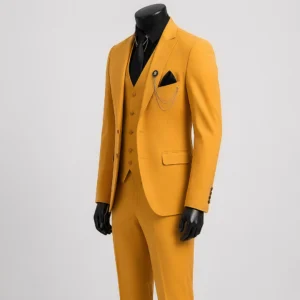 Slim Fit 3 Piece Mustard Suit