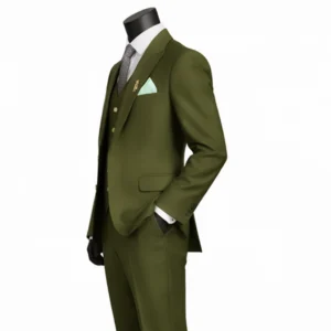 Vintage Formal 3 Piece Olive Green Suit