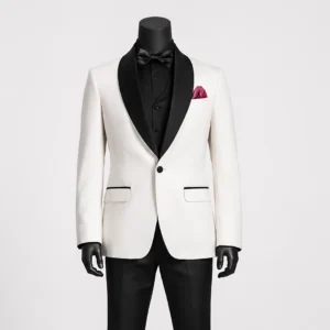 Wedding 3 Piece White and Black Tuxedo